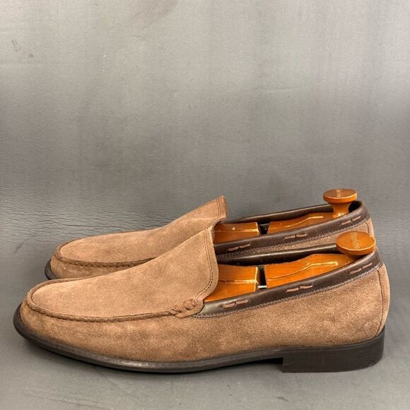 JOHN VARVATOS A U.S.A. Brown suede leather loafer shoes men’s size 13 - Picture 3 of 9